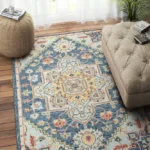 Knots BLUE MULTICOLOR TRADITIONAL HAND TUFTED CARPET BLUE MULTICOLOR TRADITIONAL HAND TUFTED CARPET - Size (6x4)