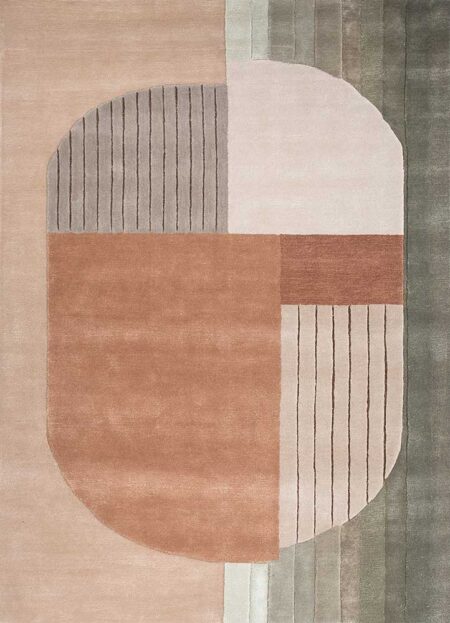 Pink tint/sea green hand tufted Rug - Size (9x6)