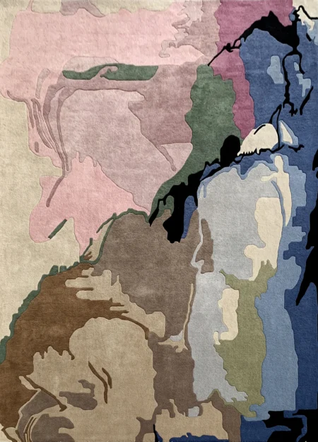 Velvet Moss Hand Tufted Area Rug Irregular Shape Carpet - size (8x10ft)