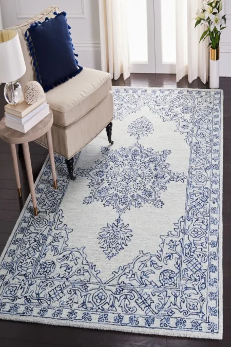 BLUE AND GREY PERSIAN HAND TUFTED CARPET - Size (6x4)