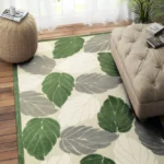 GREEN IVORY FLORAL HAND TUFTED CARPET - Size (9x6)