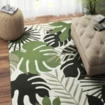 GREEN IVORY FLORAL HAND TUFTED CARPET - Size (9x6)